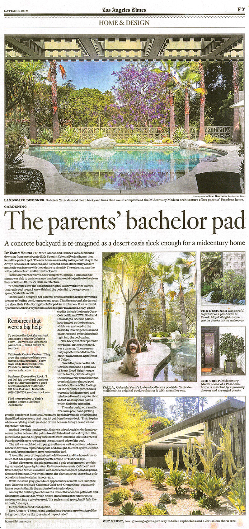 LA Times Home and Garden July13 2018 article
